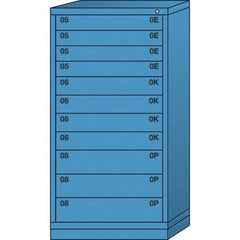 Lyon - 11 Drawer, Standard Eye-Level - Single Drawer Access Cabinet - Steel, 30" Wide x 28-1/4" Deep x 59-1/4" High, Wedgewood Blue - Apex Tool & Supply