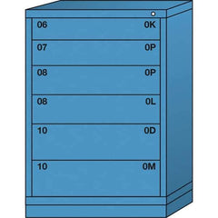 Lyon - 6 Drawer, Standard Counter - Multiple Drawer Access Cabinet - Steel, 30" Wide x 28-1/4" Deep x 44-1/4" High, Wedgewood Blue - Apex Tool & Supply