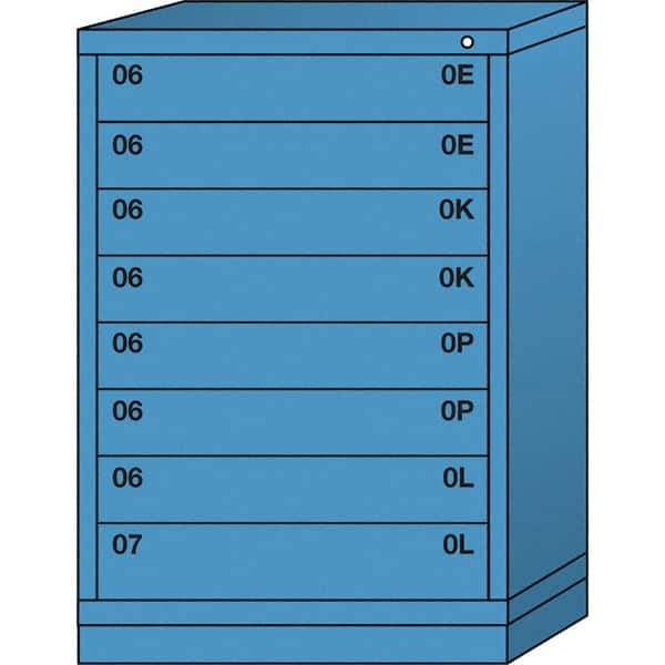 Lyon - 8 Drawer, Standard Counter - Multiple Drawer Access Cabinet - Steel, 30" Wide x 28-1/4" Deep x 44-1/4" High, Wedgewood Blue - Apex Tool & Supply