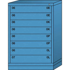Lyon - 8 Drawer, Standard Counter - Multiple Drawer Access Cabinet - Steel, 30" Wide x 28-1/4" Deep x 44-1/4" High, Wedgewood Blue - Apex Tool & Supply