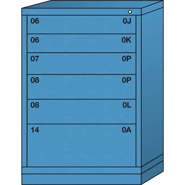 Lyon - 6 Drawer, Standard Counter - Multiple Drawer Access Cabinet - Steel, 30" Wide x 28-1/4" Deep x 44-1/4" High, Wedgewood Blue - Apex Tool & Supply