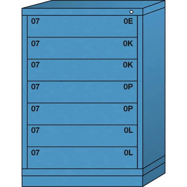 Lyon - 7 Drawer, Standard Counter - Single Drawer Access Cabinet - Steel, 30" Wide x 28-1/4" Deep x 44-1/4" High, Wedgewood Blue - Apex Tool & Supply