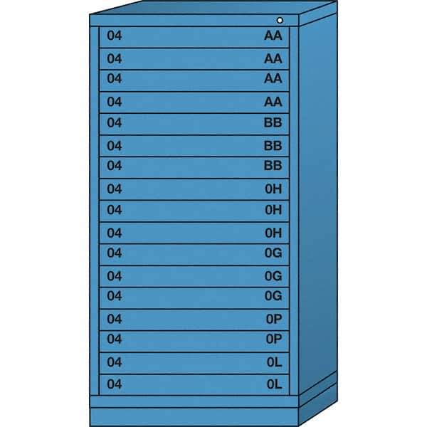 Lyon - 17 Drawer, Standard Eye-Level - Single Drawer Access Cabinet - Steel, 30" Wide x 28-1/4" Deep x 59-1/4" High, Wedgewood Blue - Apex Tool & Supply