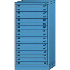 Lyon - 17 Drawer, Standard Eye-Level - Single Drawer Access Cabinet - Steel, 30" Wide x 28-1/4" Deep x 59-1/4" High, Wedgewood Blue - Apex Tool & Supply