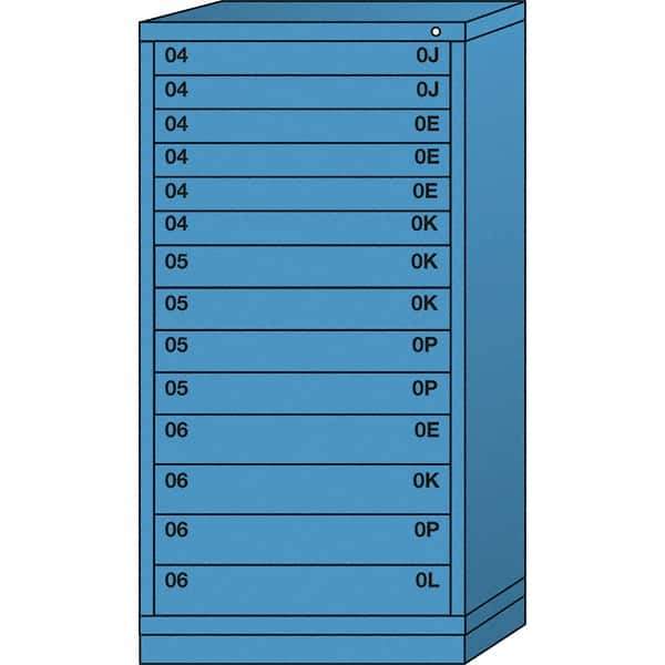 Lyon - 14 Drawer, Standard Eye-Level - Multiple Drawer Access Cabinet - Steel, 30" Wide x 28-1/4" Deep x 59-1/4" High, Wedgewood Blue - Apex Tool & Supply