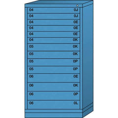Lyon - 14 Drawer, Standard Eye-Level - Single Drawer Access Cabinet - Steel, 30" Wide x 28-1/4" Deep x 59-1/4" High, Wedgewood Blue - Apex Tool & Supply