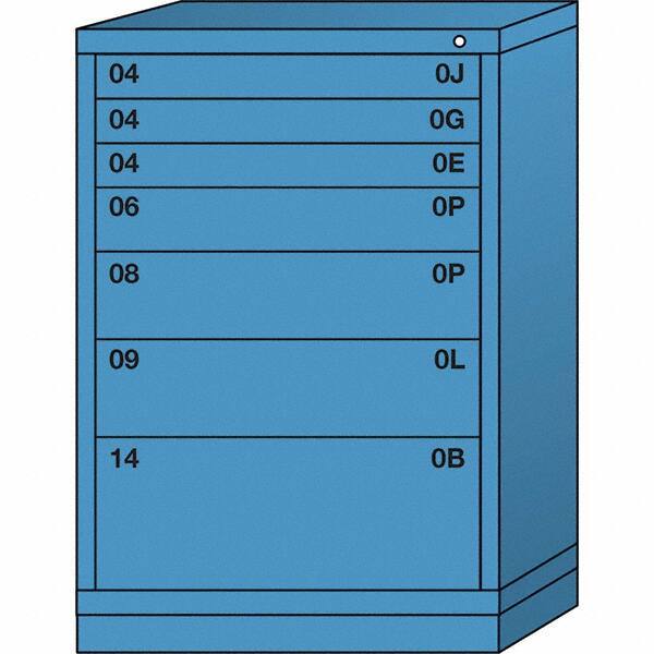 Lyon - 7 Drawer, Standard Counter - Single Drawer Access Cabinet - Steel, 30" Wide x 28-1/4" Deep x 44-1/4" High, Wedgewood Blue - Apex Tool & Supply