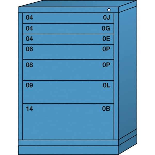 Lyon - 7 Drawer, Standard Counter - Multiple Drawer Access Cabinet - Steel, 30" Wide x 28-1/4" Deep x 44-1/4" High, Wedgewood Blue - Apex Tool & Supply