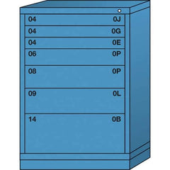 Lyon - 7 Drawer, Standard Counter - Multiple Drawer Access Cabinet - Steel, 30" Wide x 28-1/4" Deep x 44-1/4" High, Wedgewood Blue - Apex Tool & Supply
