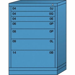 Lyon - 7 Drawer, Standard Counter - Single Drawer Access Cabinet - Steel, 30" Wide x 28-1/4" Deep x 44-1/4" High, Wedgewood Blue - Apex Tool & Supply