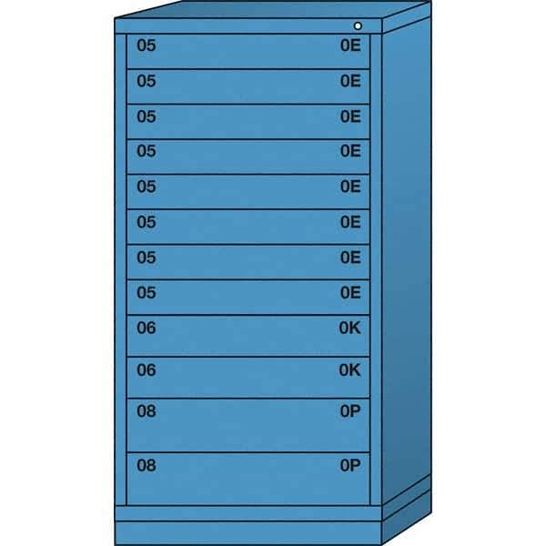 Lyon - 12 Drawer, Standard Eye-Level - Multiple Drawer Access Cabinet - Steel, 30" Wide x 28-1/4" Deep x 59-1/4" High, Wedgewood Blue - Apex Tool & Supply