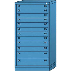 Lyon - 12 Drawer, Standard Eye-Level - Single Drawer Access Cabinet - Steel, 30" Wide x 28-1/4" Deep x 59-1/4" High, Wedgewood Blue - Apex Tool & Supply
