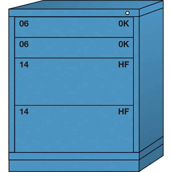 Lyon - 4 Drawer, Standard Mid-Range - Single Drawer Access Cabinet - Steel, 30" Wide x 28-1/4" Deep x 37-15/79" High, Wedgewood Blue - Apex Tool & Supply