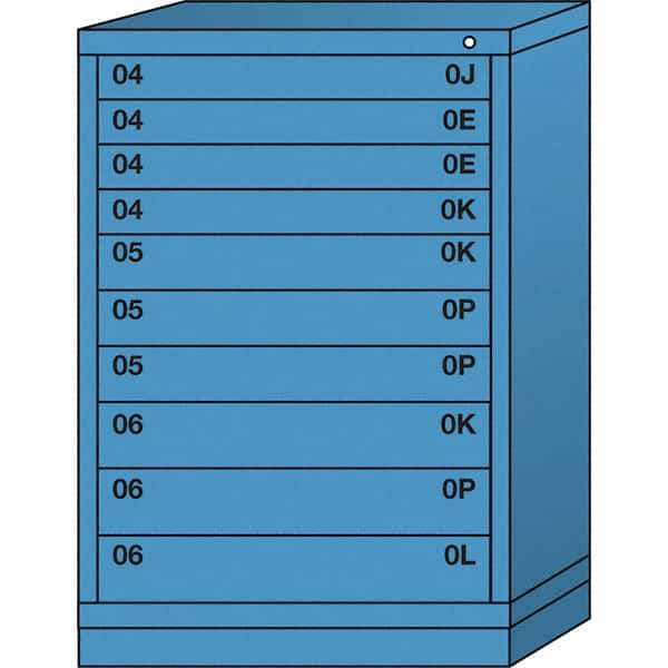 Lyon - 10 Drawer, Standard Counter - Single Drawer Access Cabinet - Steel, 30" Wide x 28-1/4" Deep x 44-1/4" High, Wedgewood Blue - Apex Tool & Supply