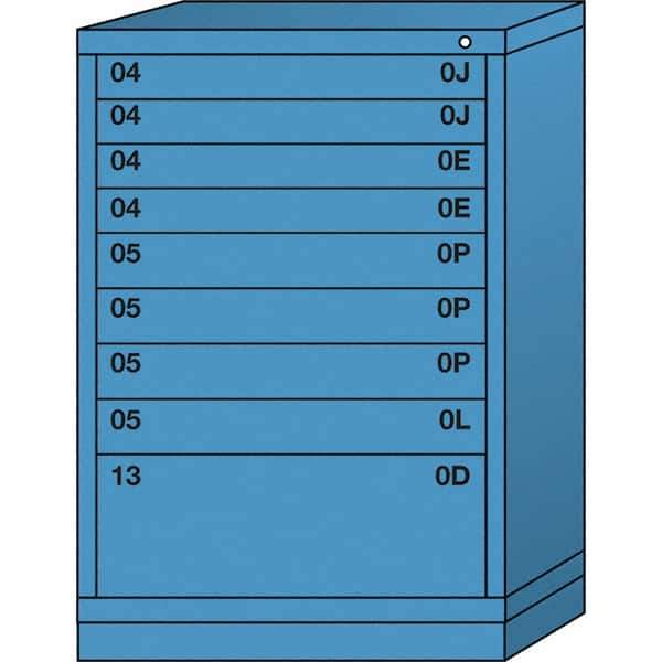 Lyon - 9 Drawer, Standard Counter - Multiple Drawer Access Cabinet - Steel, 30" Wide x 28-1/4" Deep x 44-1/4" High, Wedgewood Blue - Apex Tool & Supply