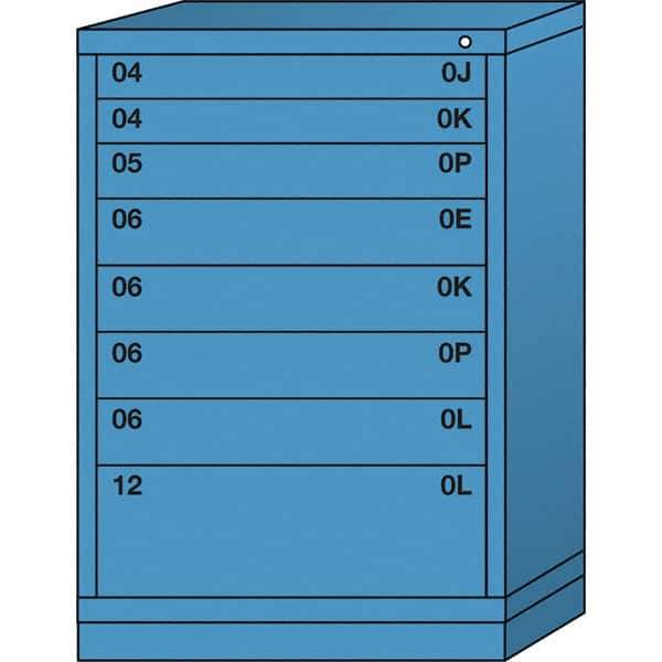 Lyon - 8 Drawer, Standard Counter - Multiple Drawer Access Cabinet - Steel, 30" Wide x 28-1/4" Deep x 44-1/4" High, Wedgewood Blue - Apex Tool & Supply