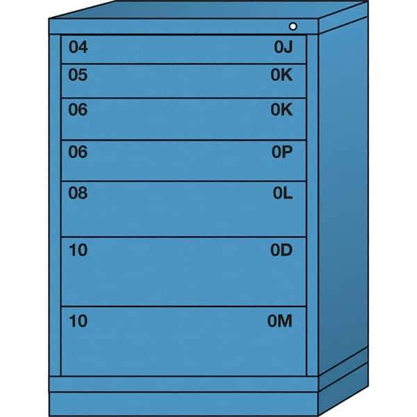 Lyon - 7 Drawer, Standard Counter - Single Drawer Access Cabinet - Steel, 30" Wide x 28-1/4" Deep x 44-1/4" High, Wedgewood Blue - Apex Tool & Supply