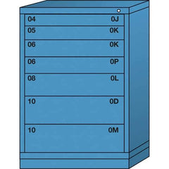 Lyon - 7 Drawer, Standard Counter - Multiple Drawer Access Cabinet - Steel, 30" Wide x 28-1/4" Deep x 44-1/4" High, Wedgewood Blue - Apex Tool & Supply