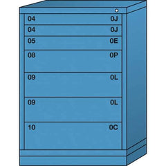 Lyon - 7 Drawer, Standard Counter - Multiple Drawer Access Cabinet - Steel, 30" Wide x 28-1/4" Deep x 44-1/4" High, Wedgewood Blue - Apex Tool & Supply