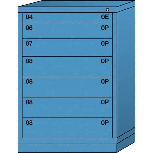 Lyon - 7 Drawer, Standard Counter - Single Drawer Access Cabinet - Steel, 30" Wide x 28-1/4" Deep x 44-1/4" High, Wedgewood Blue - Apex Tool & Supply