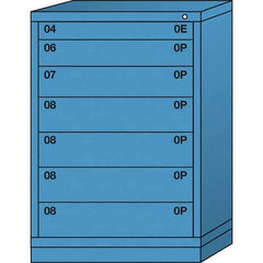 Lyon - 7 Drawer, Standard Counter - Multiple Drawer Access Cabinet - Steel, 30" Wide x 28-1/4" Deep x 44-1/4" High, Wedgewood Blue - Apex Tool & Supply