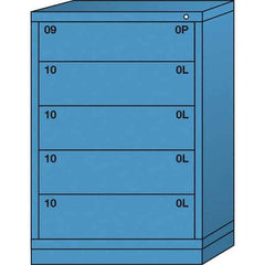 Lyon - 5 Drawer, Standard Counter - Single Drawer Access Cabinet - Steel, 30" Wide x 28-1/4" Deep x 44-1/4" High, Wedgewood Blue - Apex Tool & Supply