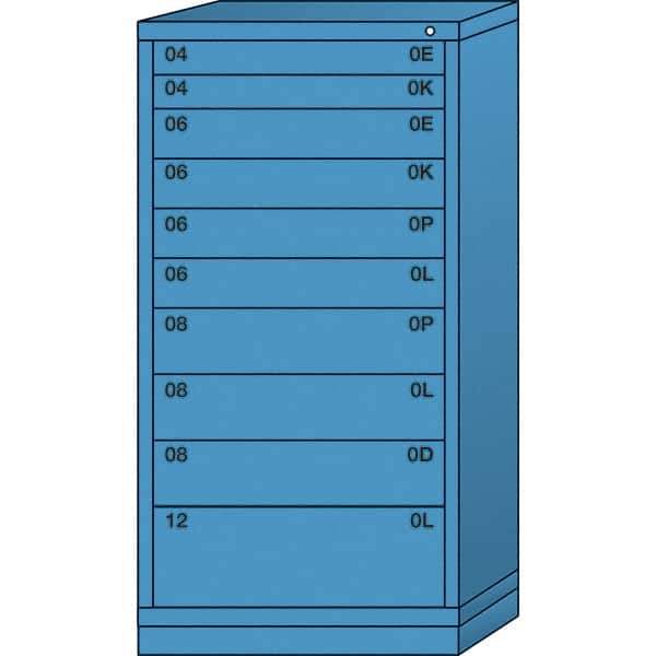 Lyon - 10 Drawer, Standard Eye-Level - Single Drawer Access Cabinet - Steel, 30" Wide x 28-1/4" Deep x 59-1/4" High, Wedgewood Blue - Apex Tool & Supply
