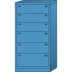 Lyon - 6 Drawer, Standard Eye-Level - Multiple Drawer Access Cabinet - Steel, 30" Wide x 28-1/4" Deep x 59-1/4" High, Wedgewood Blue - Apex Tool & Supply