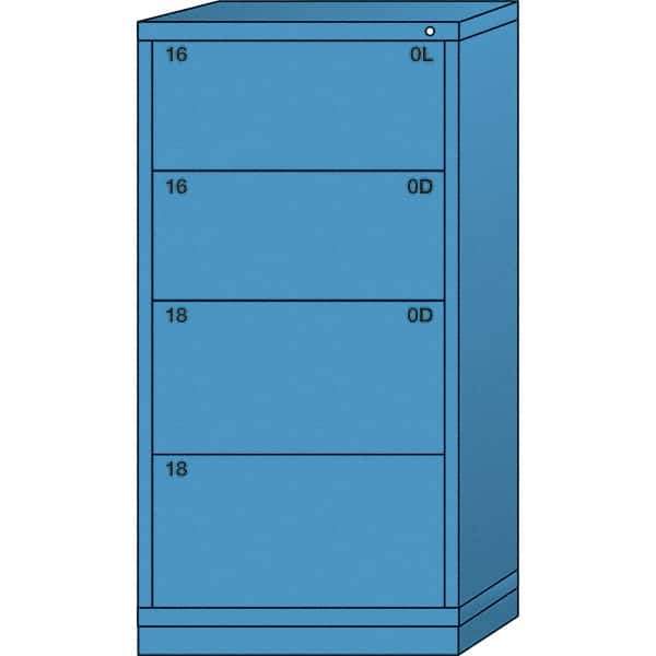 Lyon - 4 Drawer, Standard Eye-Level - Single Drawer Access Cabinet - Steel, 30" Wide x 28-1/4" Deep x 59-1/4" High, Wedgewood Blue - Apex Tool & Supply