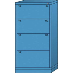Lyon - 4 Drawer, Standard Eye-Level - Single Drawer Access Cabinet - Steel, 30" Wide x 28-1/4" Deep x 59-1/4" High, Wedgewood Blue - Apex Tool & Supply