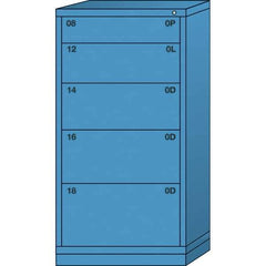 Lyon - 5 Drawer, Standard Eye-Level - Multiple Drawer Access Cabinet - Steel, 30" Wide x 28-1/4" Deep x 59-1/4" High, Wedgewood Blue - Apex Tool & Supply