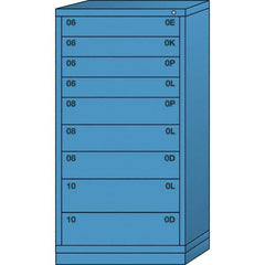 Lyon - 9 Drawer, Standard Eye-Level - Single Drawer Access Cabinet - Steel, 30" Wide x 28-1/4" Deep x 59-1/4" High, Wedgewood Blue - Apex Tool & Supply