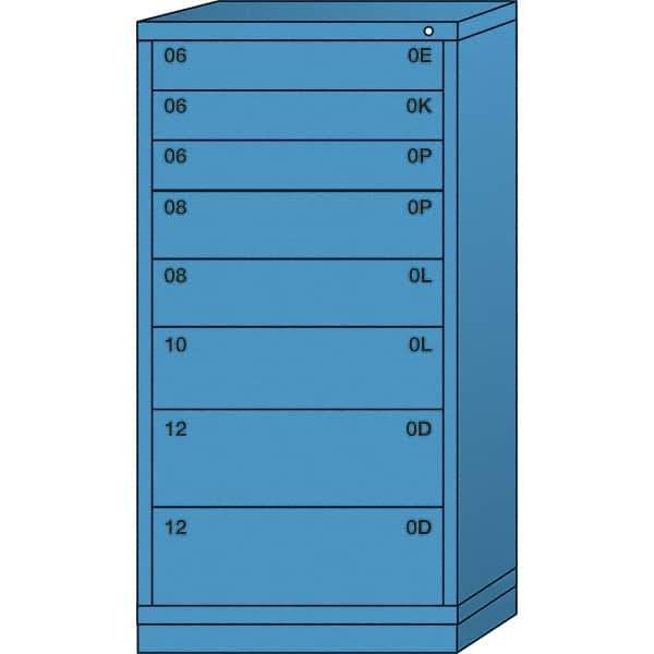 Lyon - 8 Drawer, Standard Eye-Level - Single Drawer Access Cabinet - Steel, 30" Wide x 28-1/4" Deep x 59-1/4" High, Wedgewood Blue - Apex Tool & Supply