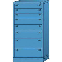 Lyon - 8 Drawer, Standard Eye-Level - Single Drawer Access Cabinet - Steel, 30" Wide x 28-1/4" Deep x 59-1/4" High, Wedgewood Blue - Apex Tool & Supply