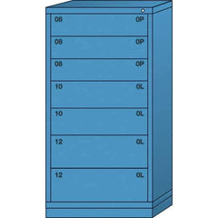 Lyon - 7 Drawer, Standard Eye-Level - Single Drawer Access Cabinet - Steel, 30" Wide x 28-1/4" Deep x 59-1/4" High, Wedgewood Blue - Apex Tool & Supply