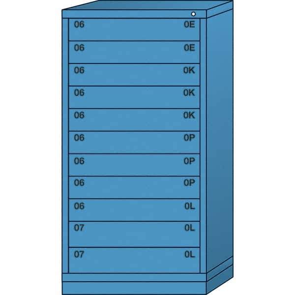 Lyon - 11 Drawer, Standard Eye-Level - Single Drawer Access Cabinet - Steel, 30" Wide x 28-1/4" Deep x 59-1/4" High, Wedgewood Blue - Apex Tool & Supply