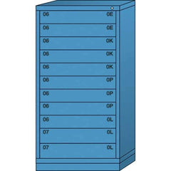 Lyon - 11 Drawer, Standard Eye-Level - Multiple Drawer Access Cabinet - Steel, 30" Wide x 28-1/4" Deep x 59-1/4" High, Wedgewood Blue - Apex Tool & Supply