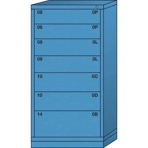 Lyon - 7 Drawer, Standard Eye-Level - Multiple Drawer Access Cabinet - Steel, 30" Wide x 28-1/4" Deep x 59-1/4" High, Wedgewood Blue - Apex Tool & Supply