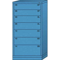 Lyon - 7 Drawer, Standard Eye-Level - Single Drawer Access Cabinet - Steel, 30" Wide x 28-1/4" Deep x 59-1/4" High, Wedgewood Blue - Apex Tool & Supply
