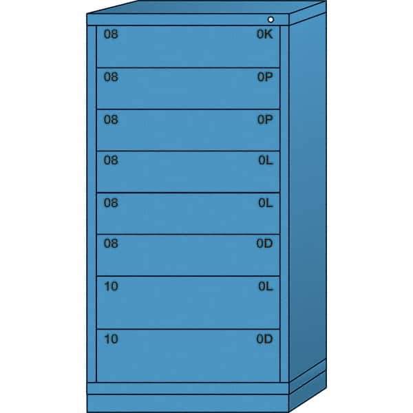 Lyon - 8 Drawer, Standard Eye-Level - Single Drawer Access Cabinet - Steel, 30" Wide x 28-1/4" Deep x 59-1/4" High, Wedgewood Blue - Apex Tool & Supply
