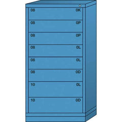 Lyon - 8 Drawer, Standard Eye-Level - Single Drawer Access Cabinet - Steel, 30" Wide x 28-1/4" Deep x 59-1/4" High, Wedgewood Blue - Apex Tool & Supply