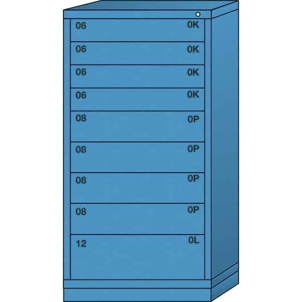 Lyon - 9 Drawer, Standard Eye-Level - Multiple Drawer Access Cabinet - Steel, 30" Wide x 28-1/4" Deep x 59-1/4" High, Wedgewood Blue - Apex Tool & Supply