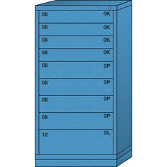Lyon - 9 Drawer, Standard Eye-Level - Multiple Drawer Access Cabinet - Steel, 30" Wide x 28-1/4" Deep x 59-1/4" High, Wedgewood Blue - Apex Tool & Supply