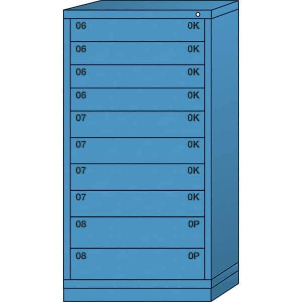 Lyon - 10 Drawer, Standard Eye-Level - Multiple Drawer Access Cabinet - Steel, 30" Wide x 28-1/4" Deep x 59-1/4" High, Wedgewood Blue - Apex Tool & Supply