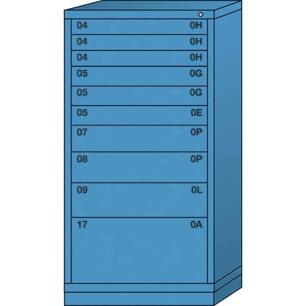 Lyon - 10 Drawer, Standard Eye-Level - Multiple Drawer Access Cabinet - Steel, 30" Wide x 28-1/4" Deep x 59-1/4" High, Wedgewood Blue - Apex Tool & Supply
