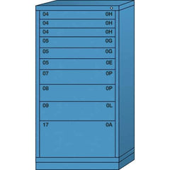 Lyon - 10 Drawer, Standard Eye-Level - Single Drawer Access Cabinet - Steel, 30" Wide x 28-1/4" Deep x 59-1/4" High, Wedgewood Blue - Apex Tool & Supply