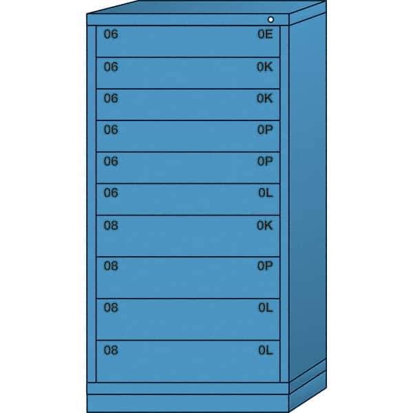 Lyon - 10 Drawer, Standard Eye-Level - Multiple Drawer Access Cabinet - Steel, 30" Wide x 28-1/4" Deep x 59-1/4" High, Wedgewood Blue - Apex Tool & Supply