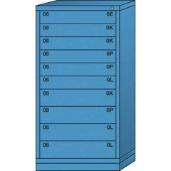 Lyon - 10 Drawer, Standard Eye-Level - Single Drawer Access Cabinet - Steel, 30" Wide x 28-1/4" Deep x 59-1/4" High, Wedgewood Blue - Apex Tool & Supply
