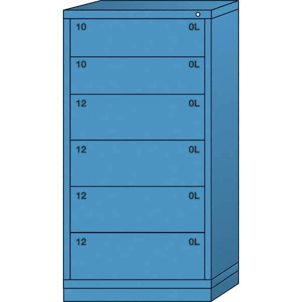 Lyon - 6 Drawer, Standard Eye-Level - Single Drawer Access Cabinet - Steel, 30" Wide x 28-1/4" Deep x 59-1/4" High, Wedgewood Blue - Apex Tool & Supply