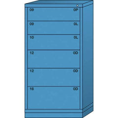 Lyon - 6 Drawer, Standard Eye-Level - Multiple Drawer Access Cabinet - Steel, 30" Wide x 28-1/4" Deep x 59-1/4" High, Wedgewood Blue - Apex Tool & Supply